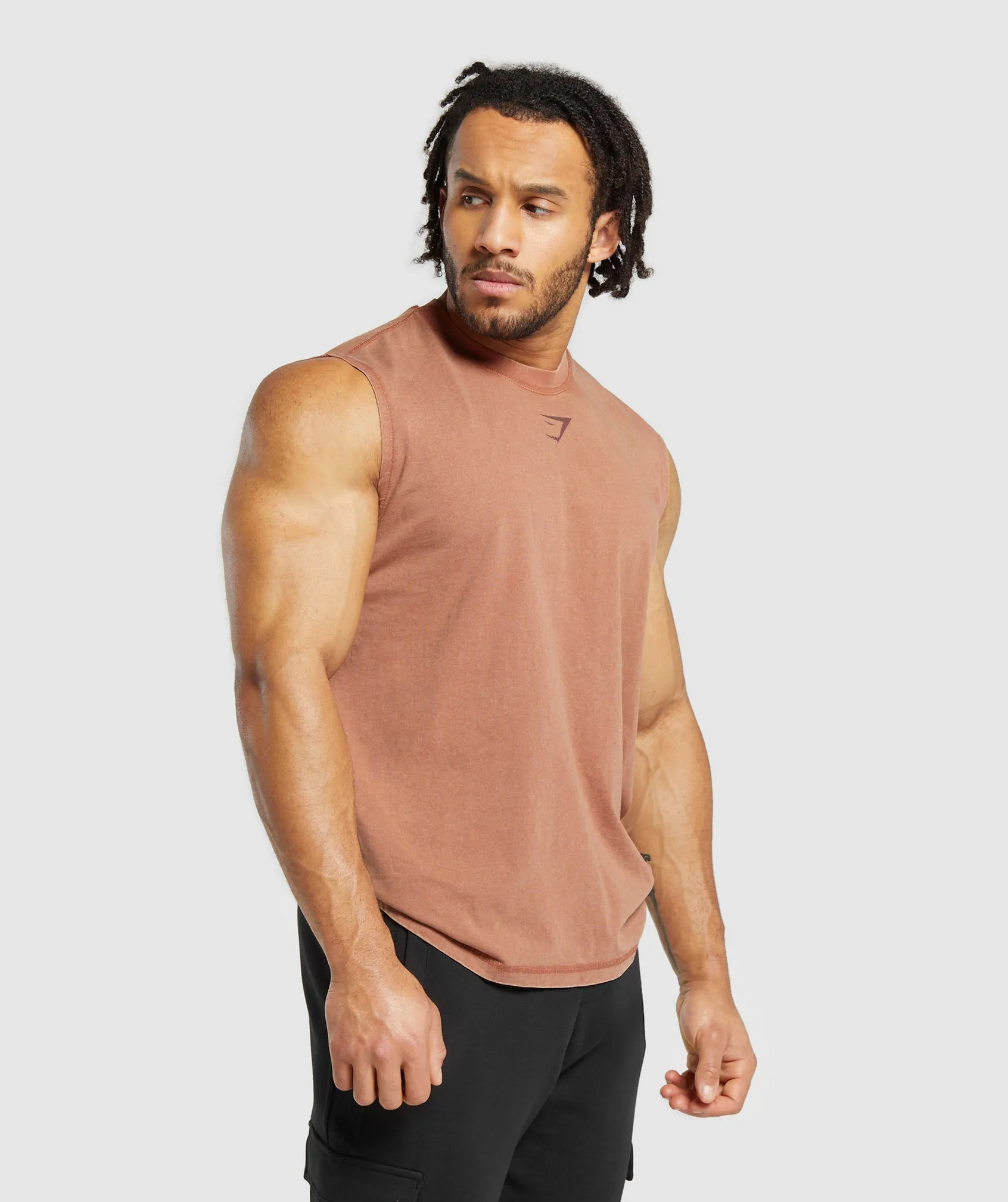 Gymshark Heritage Washed Cut Off T-Shirt - Canyon Brown sold by Gymshark product image thumbnail 3