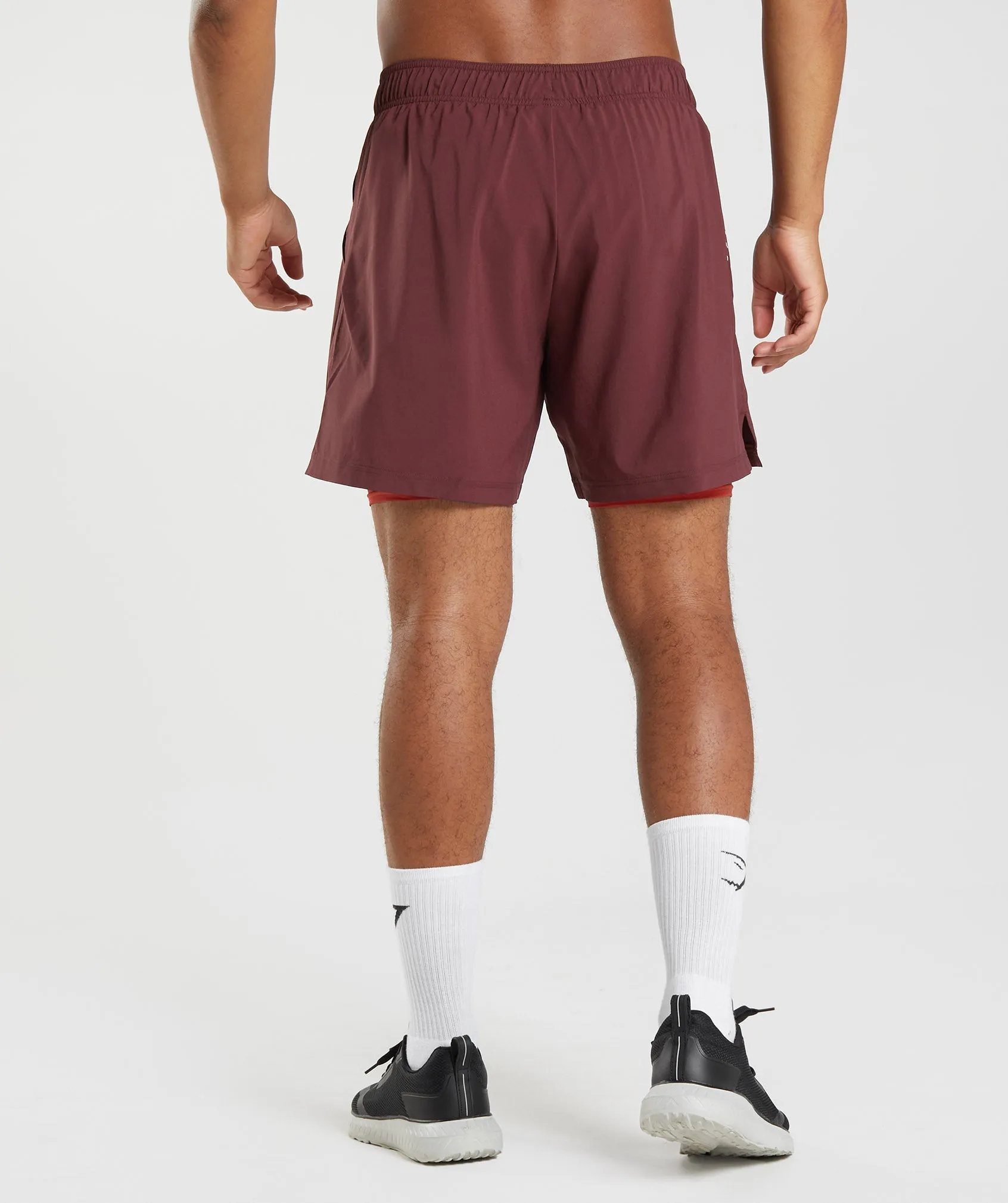 Gymshark Sport 7" 2 In 1 Shorts - Baked Maroon/Salsa Red sold by Gymshark product image thumbnail 2