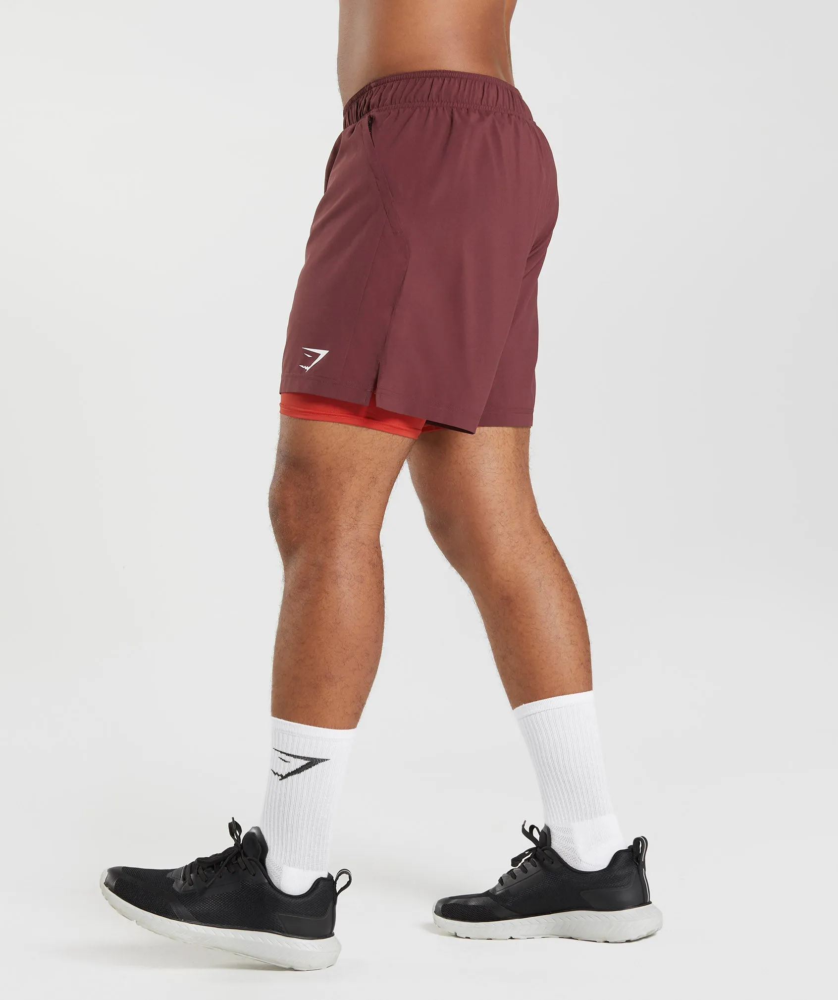 Gymshark Sport 7" 2 In 1 Shorts - Baked Maroon/Salsa Red sold by Gymshark product image thumbnail 3