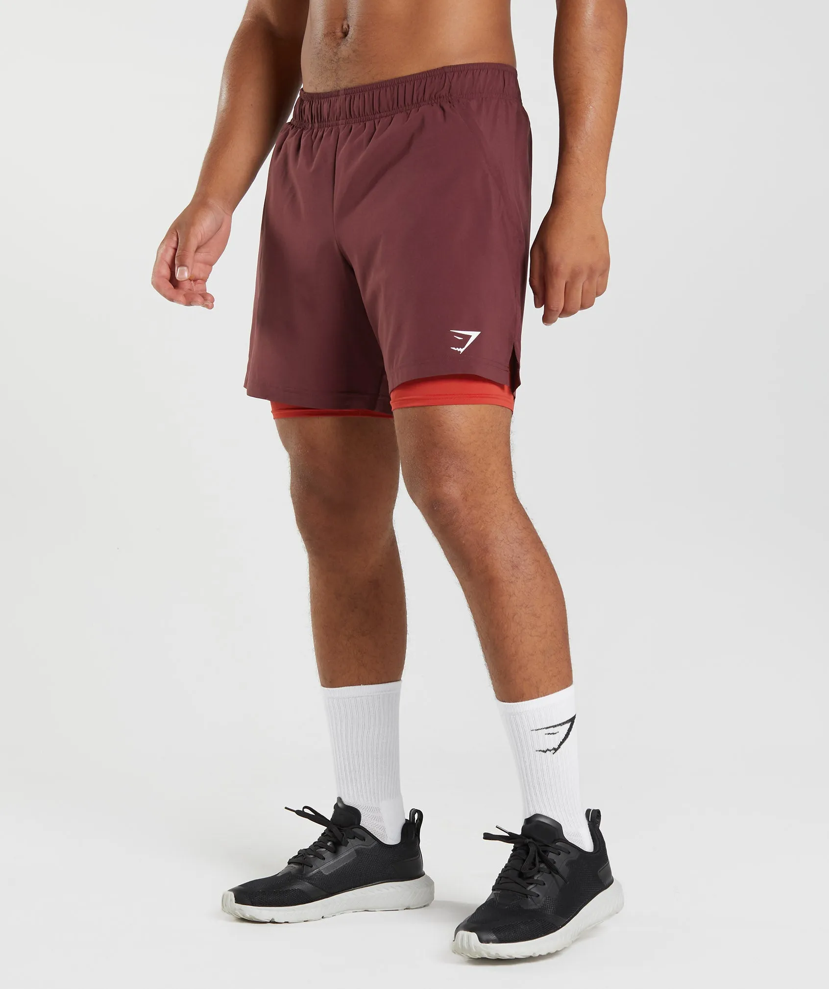 Gymshark Sport 7" 2 In 1 Shorts - Baked Maroon/Salsa Red sold by Gymshark