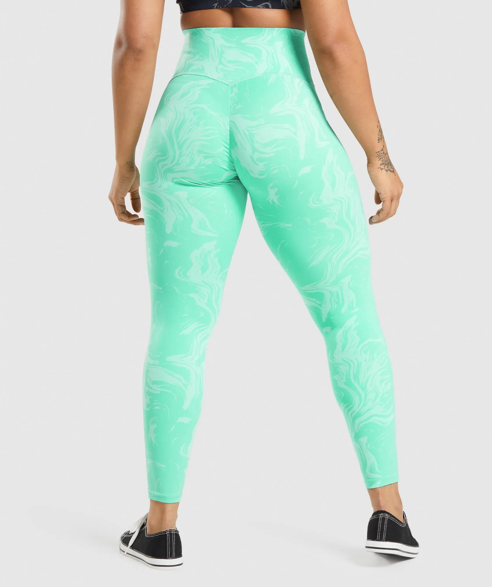 Gymshark Waist Support Leggings - Bright Turquoise Print sold by Gymshark product image thumbnail 2