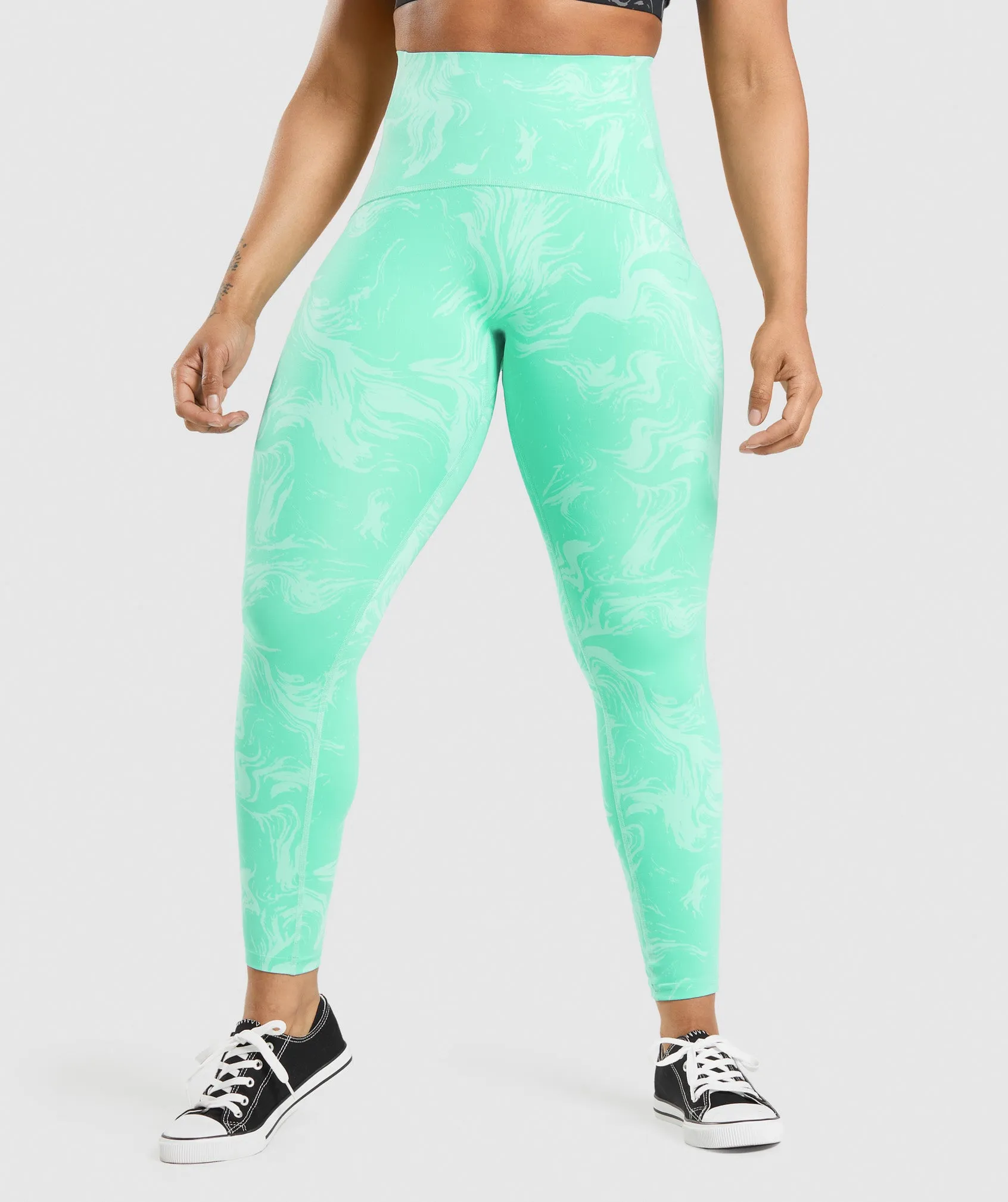 Gymshark Waist Support Leggings - Bright Turquoise Print sold by Gymshark