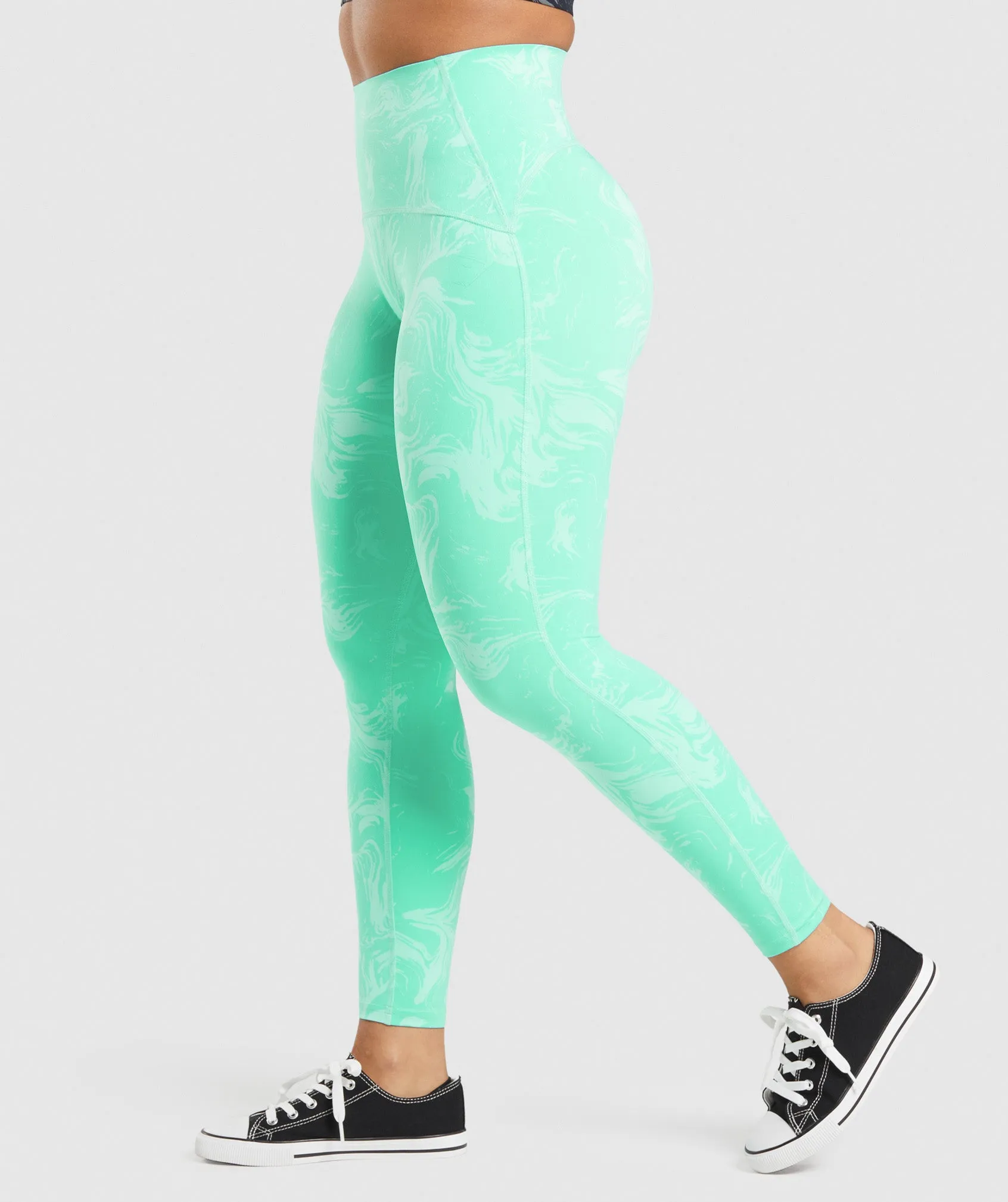 Gymshark Waist Support Leggings - Bright Turquoise Print sold by Gymshark product image thumbnail 3