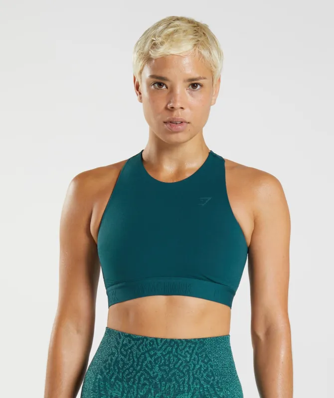 Gymshark 315 Performance High Neck Sports Bra - Winter Teal/Pearl Blue sold by Gymshark