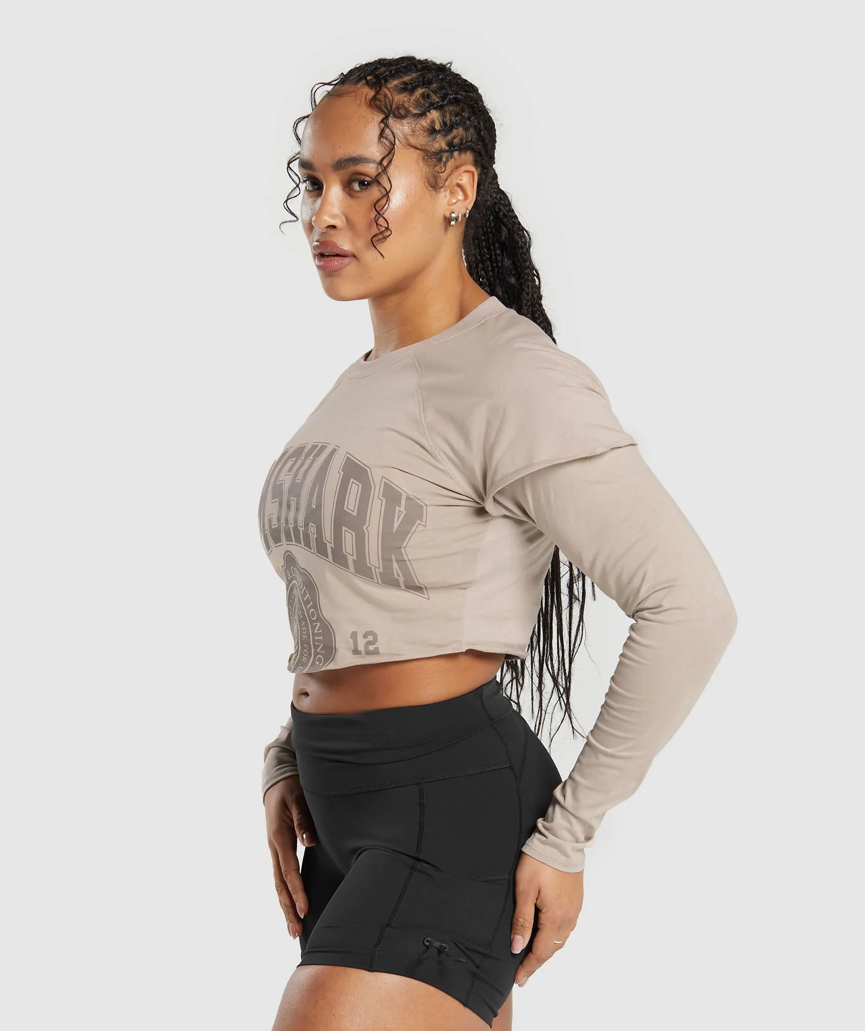 Gymshark Lifting 2 In 1 Long Sleeve Crop Top - Stone Pink sold by Gymshark product image thumbnail 3