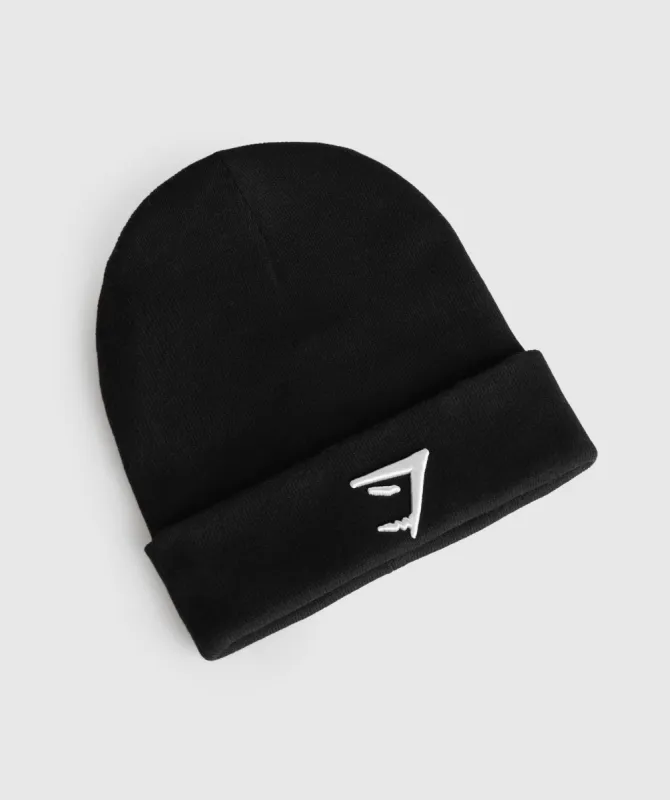 Gymshark Reverse Jacquard Beanie - Black/White sold by Gymshark