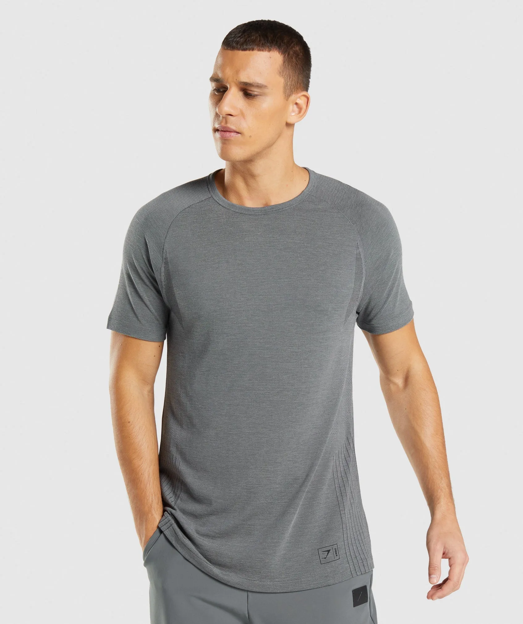 Gymshark Retake Seamless T-Shirt - Black/Charcoal Marl sold by Gymshark