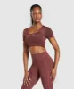Gymshark Stitch Feature Crop Top - Burgundy Brown sold by Gymshark