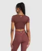 Gymshark Stitch Feature Crop Top - Burgundy Brown sold by Gymshark