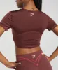 Gymshark Stitch Feature Crop Top - Burgundy Brown sold by Gymshark