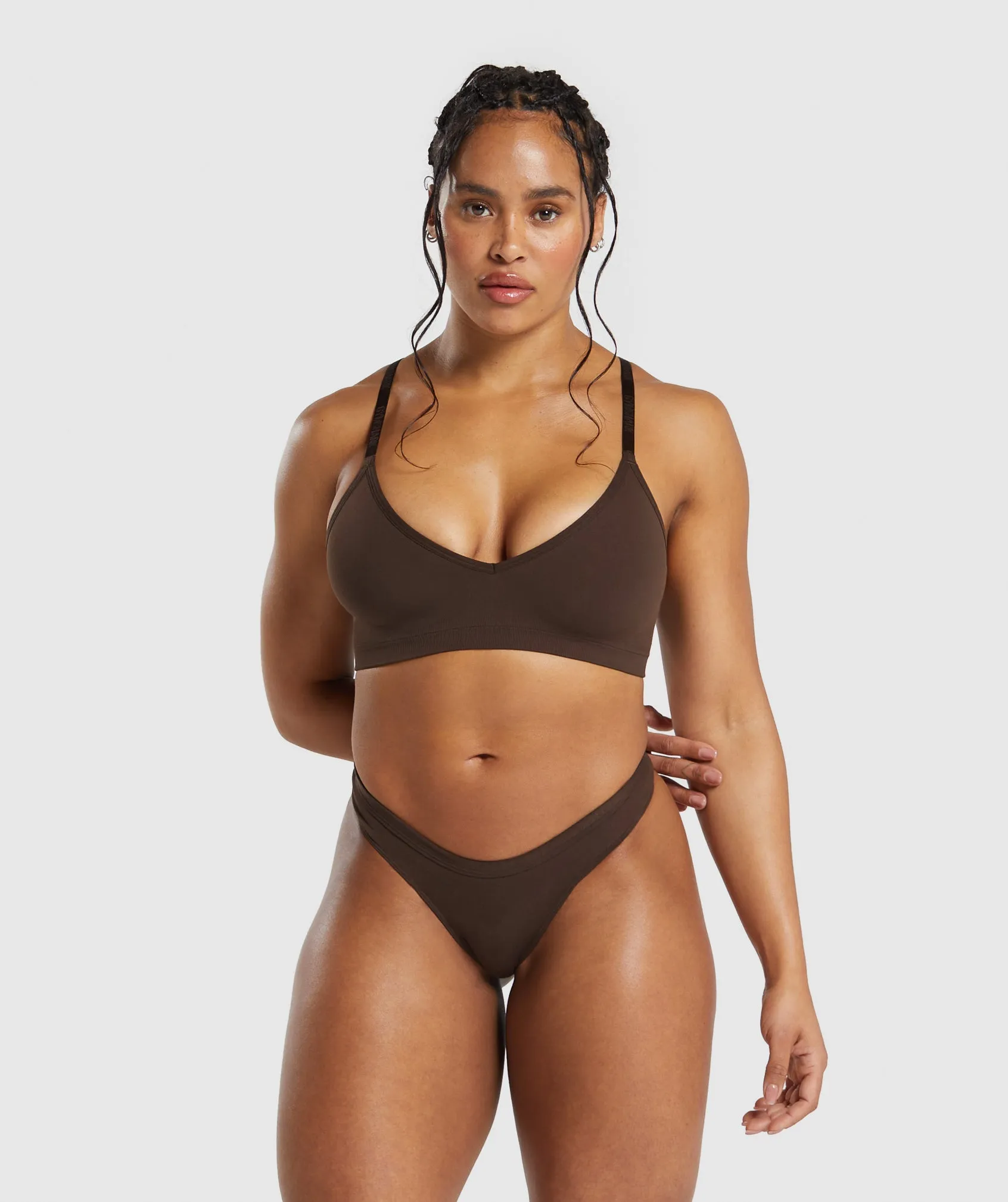 Gymshark Seamless Dipped Front Thong - Archive Brown sold by Gymshark product image thumbnail 4