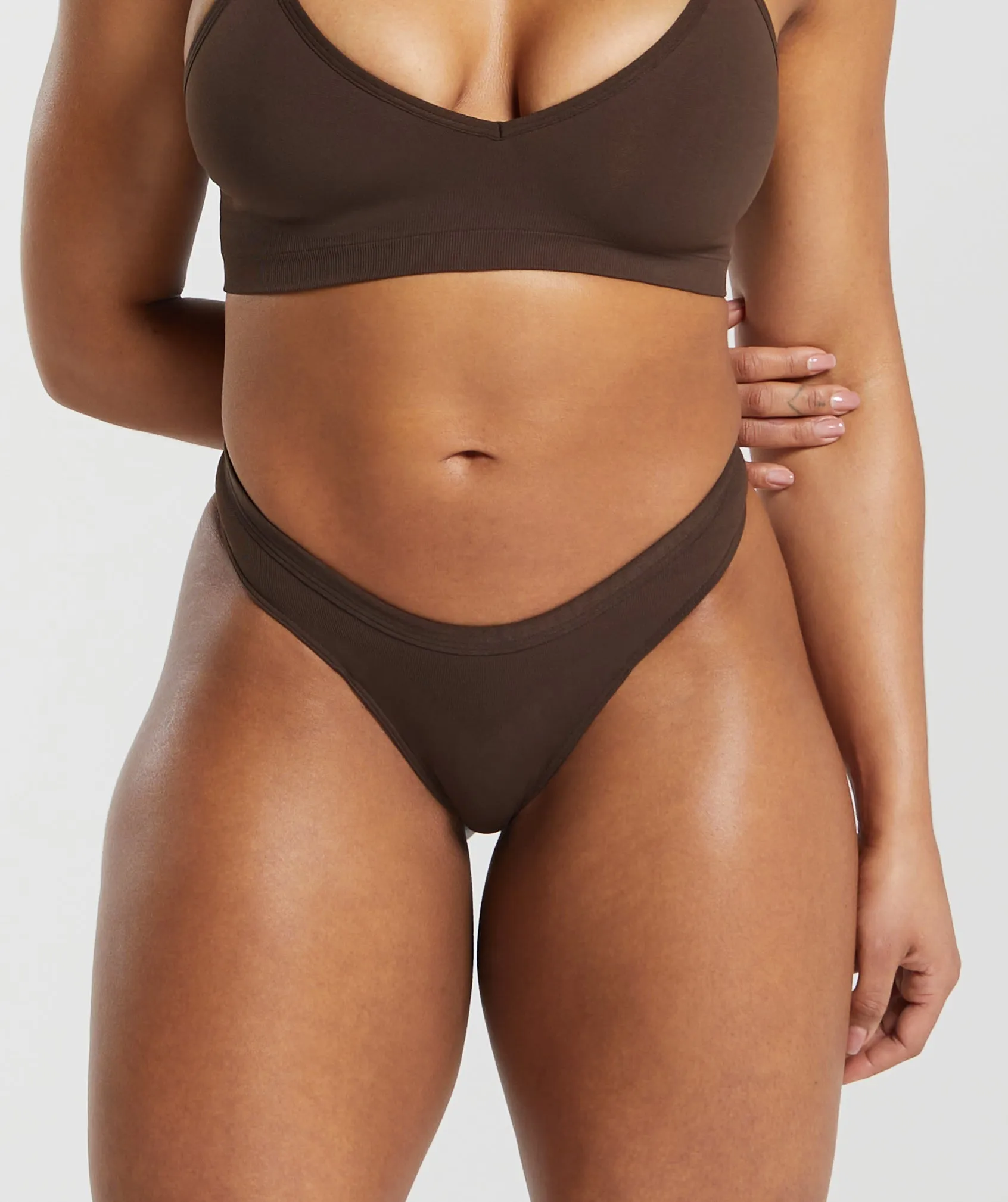 Gymshark Seamless Dipped Front Thong - Archive Brown sold by Gymshark