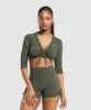 Gymshark Ruche 3/4 Sleeve Crop Top - Strength Green sold by Gymshark