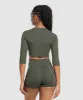 Gymshark Ruche 3/4 Sleeve Crop Top - Strength Green sold by Gymshark