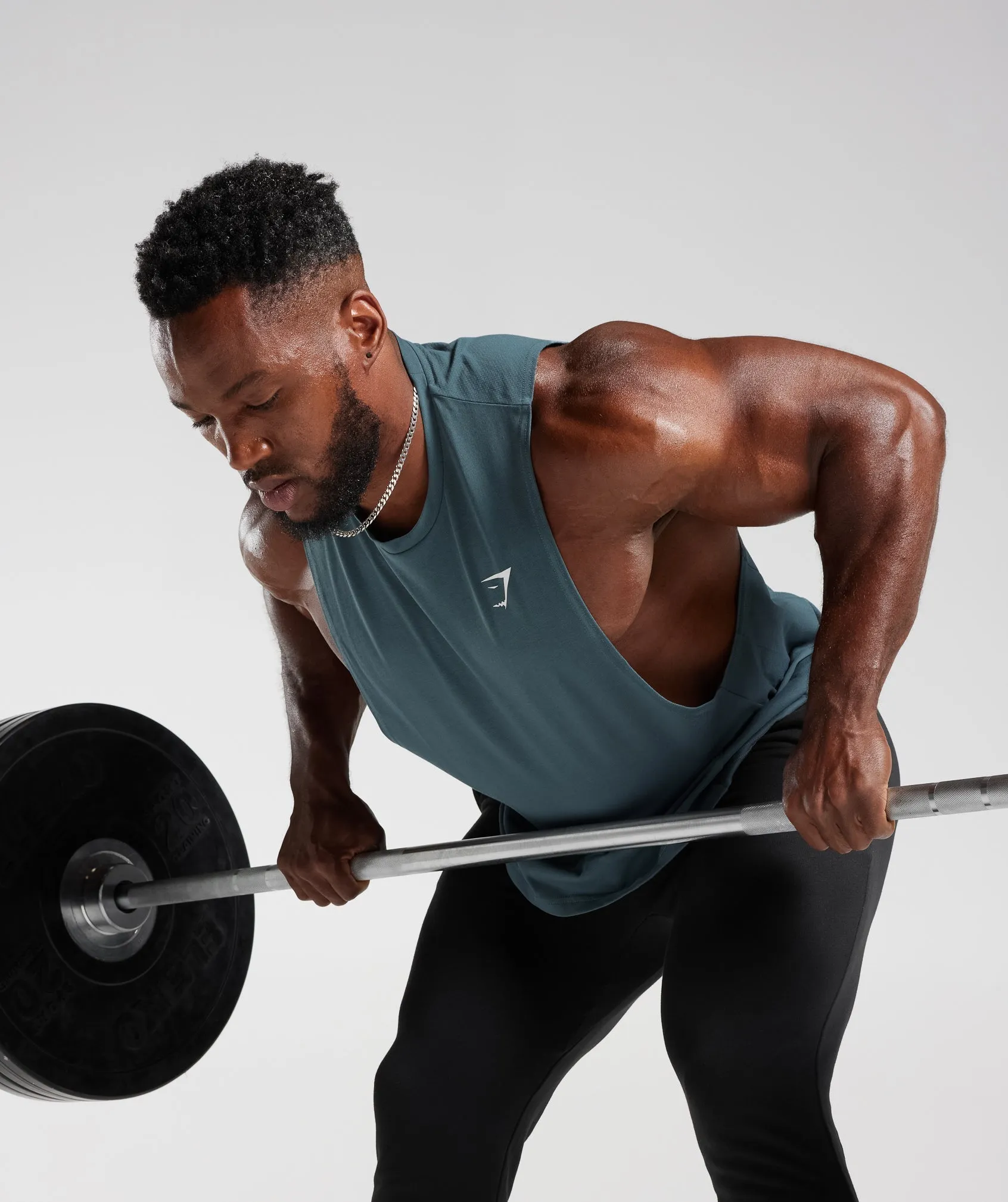 Gymshark React Drop Arm Tank - Denim Teal sold by Gymshark product image thumbnail 4