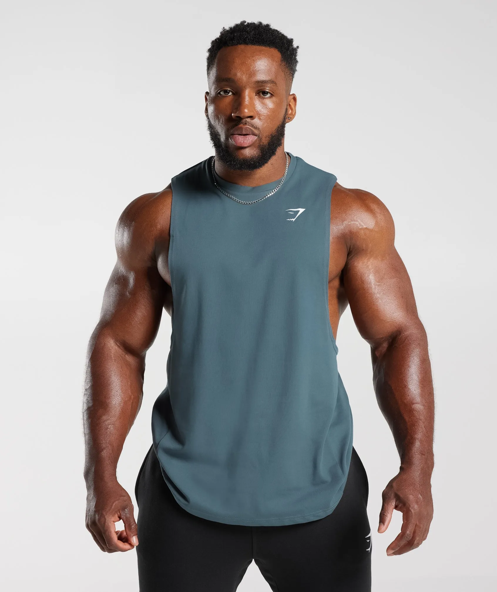 Gymshark React Drop Arm Tank - Denim Teal sold by Gymshark