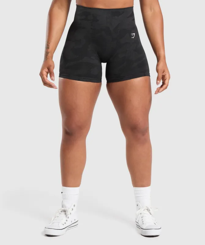 Gymshark Adapt Camo Seamless Shorts - Black/Asphalt Grey sold by Gymshark
