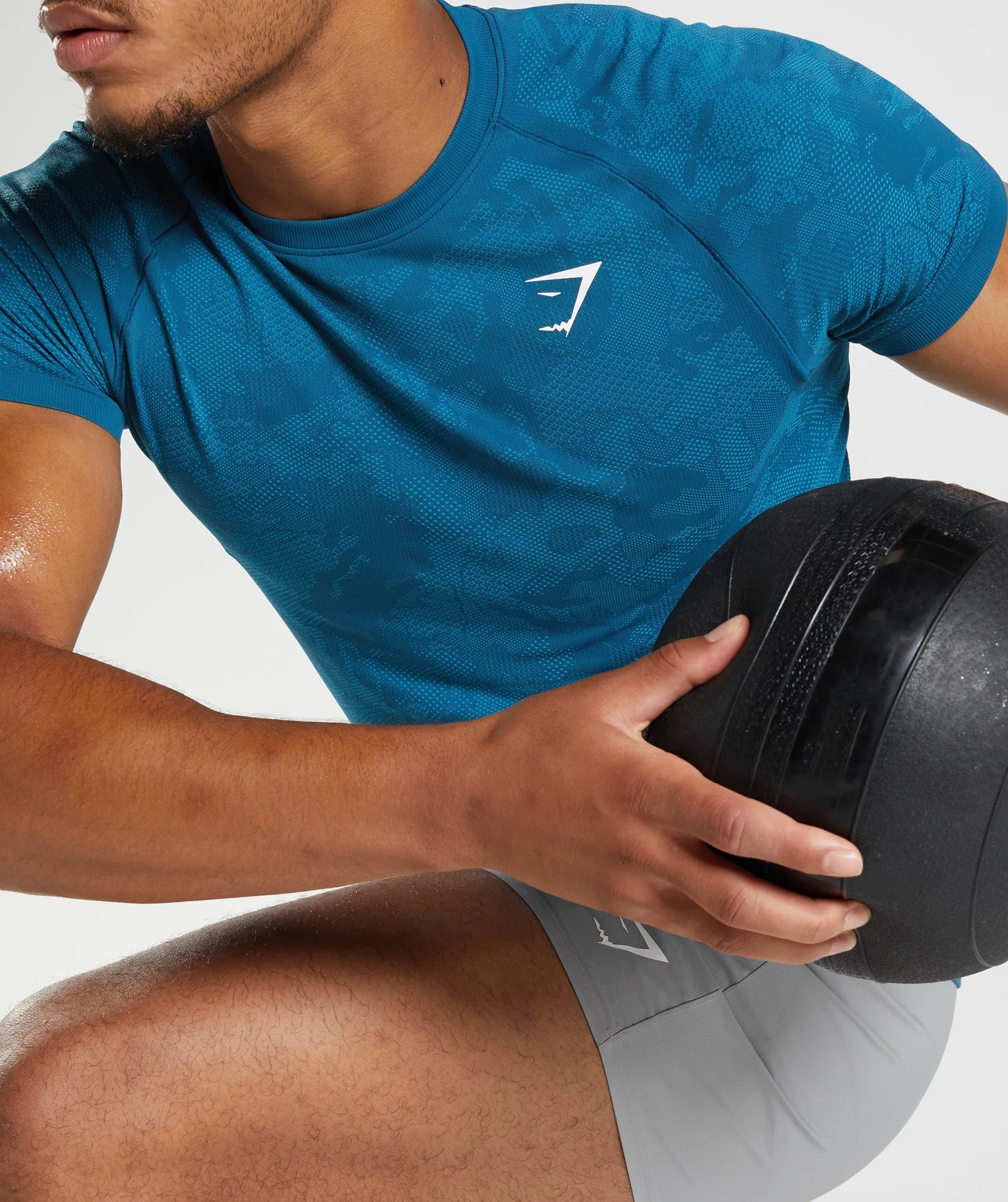 Gymshark Geo Seamless T-Shirt - Atlantic Blue/Shark Blue sold by Gymshark product image thumbnail 3