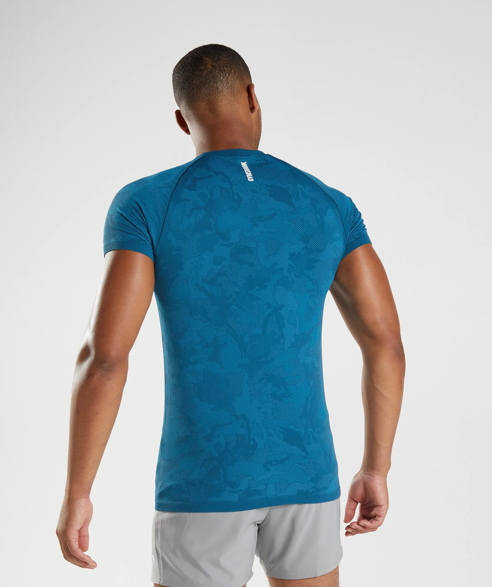 Gymshark Geo Seamless T-Shirt - Atlantic Blue/Shark Blue sold by Gymshark product image thumbnail 2