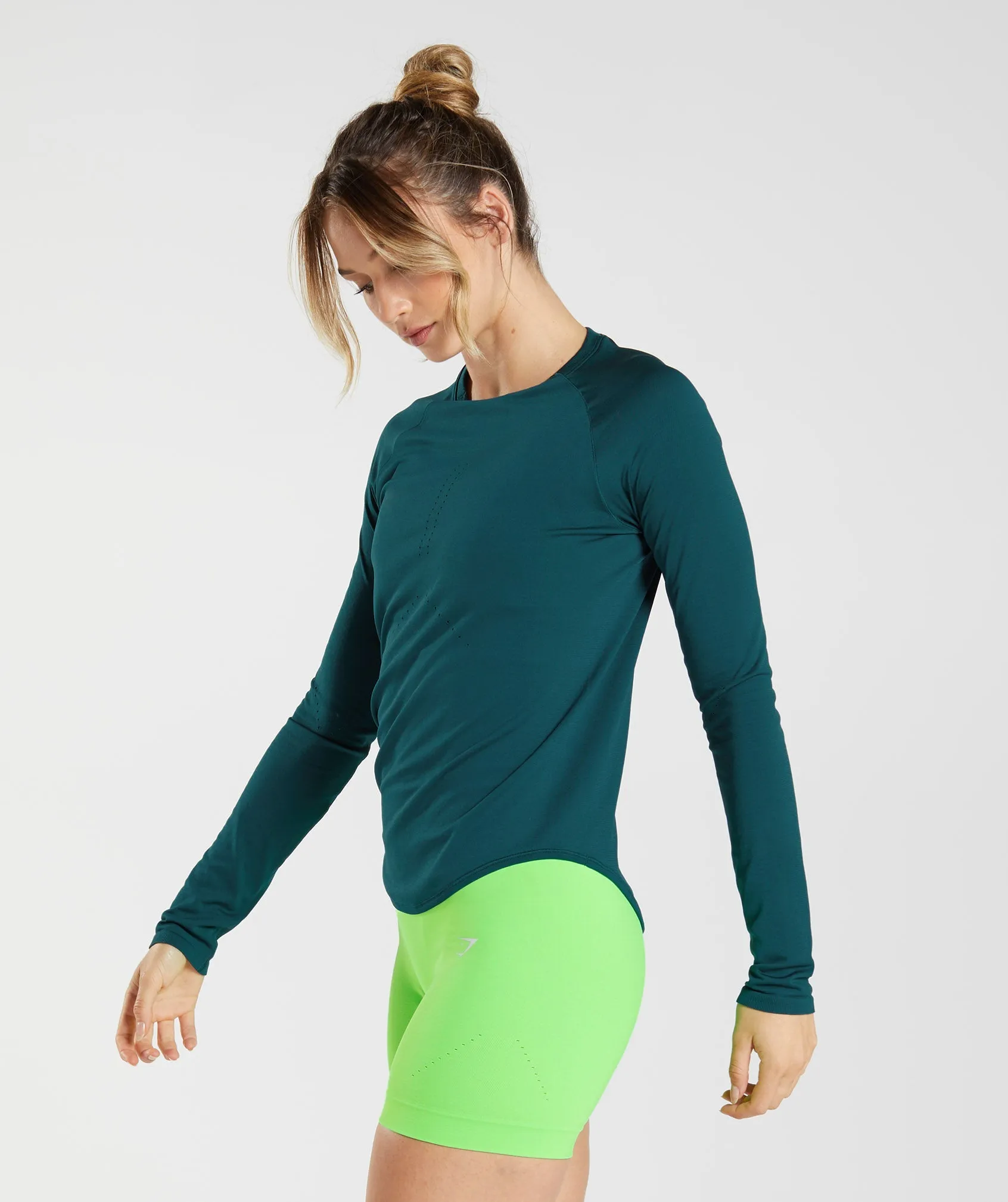 Gymshark Sweat Seamless Long Sleeve Top - Winter Teal sold by Gymshark product image thumbnail 3