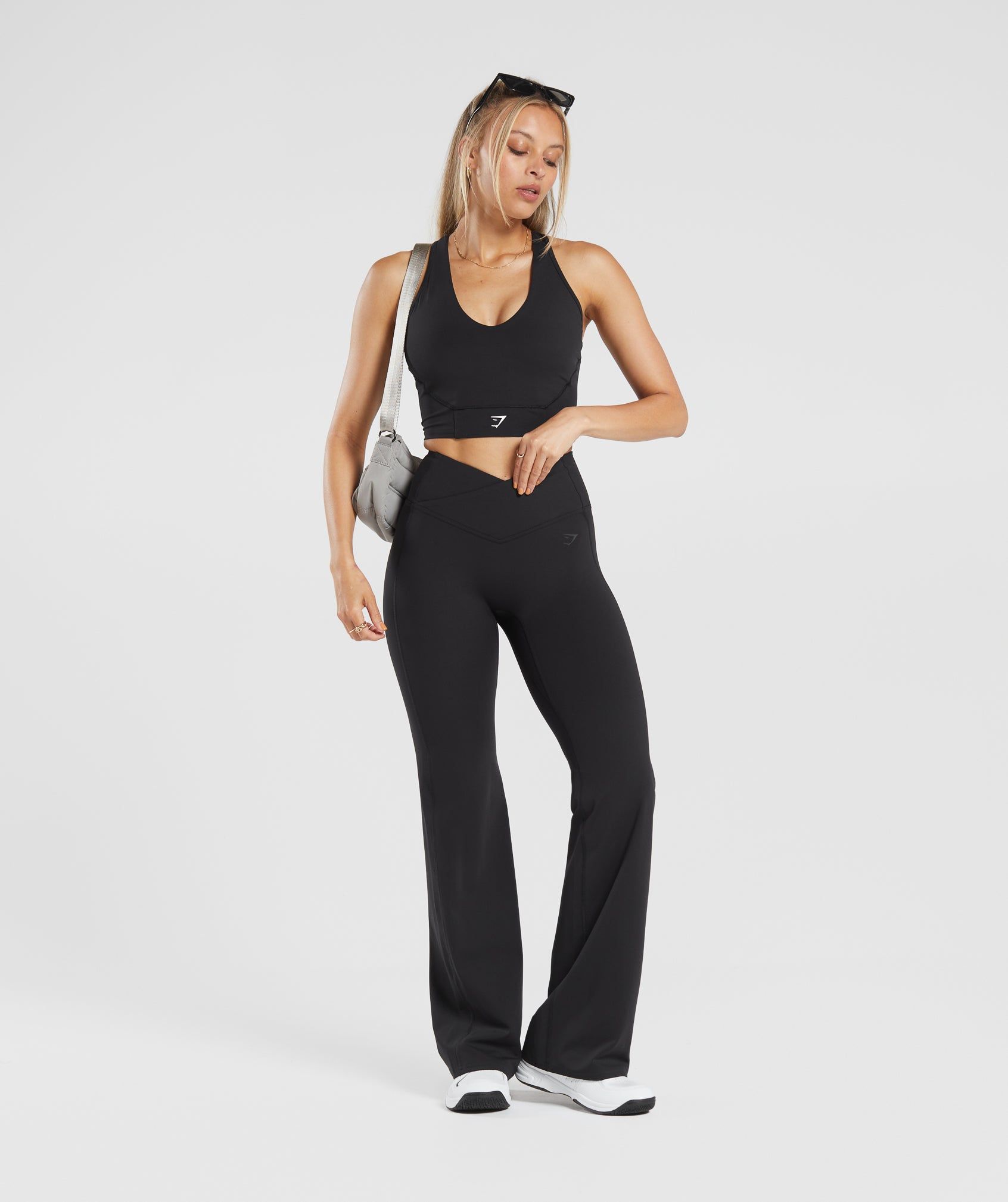 Gymshark Crossover Flared Leggings - Black sold by Gymshark product image thumbnail 4