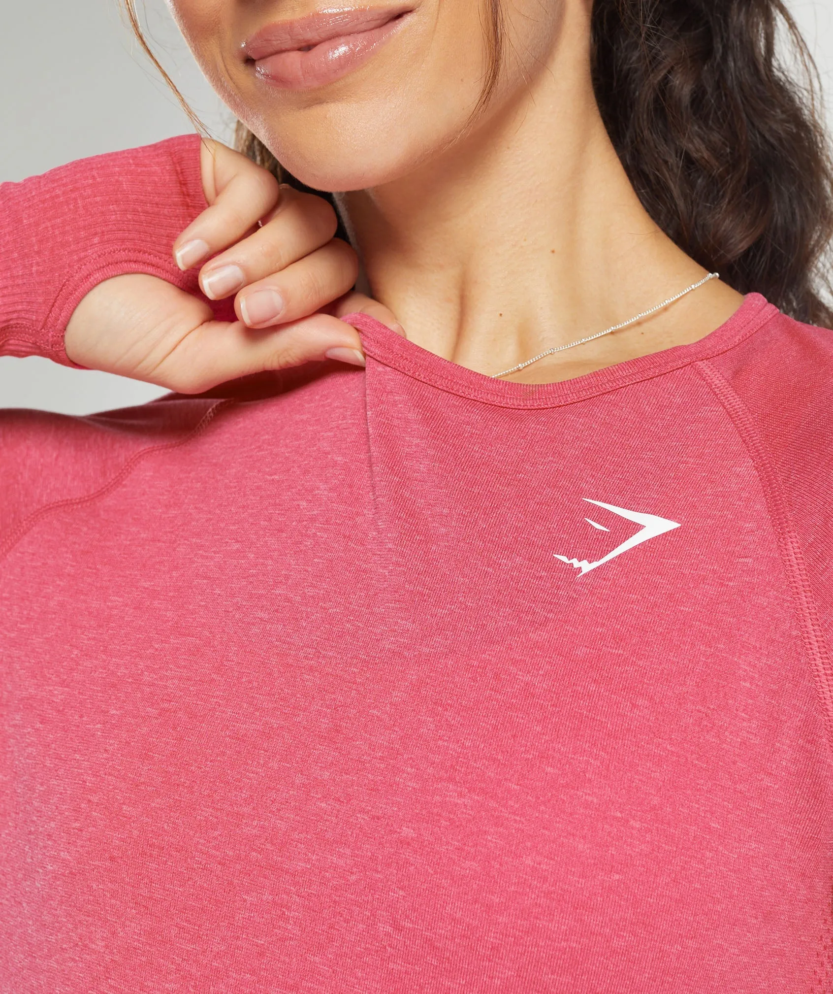 Gymshark Vital Seamless 2.0 Light Long Sleeve Top - Bright Fuchsia Marl sold by Gymshark product image thumbnail 5