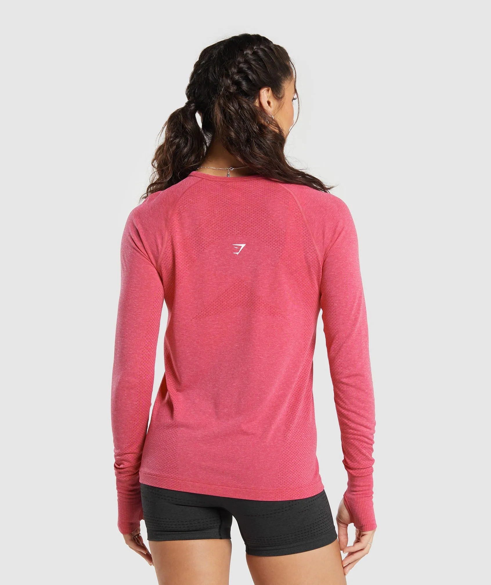 Gymshark Vital Seamless 2.0 Light Long Sleeve Top - Bright Fuchsia Marl sold by Gymshark product image thumbnail 2