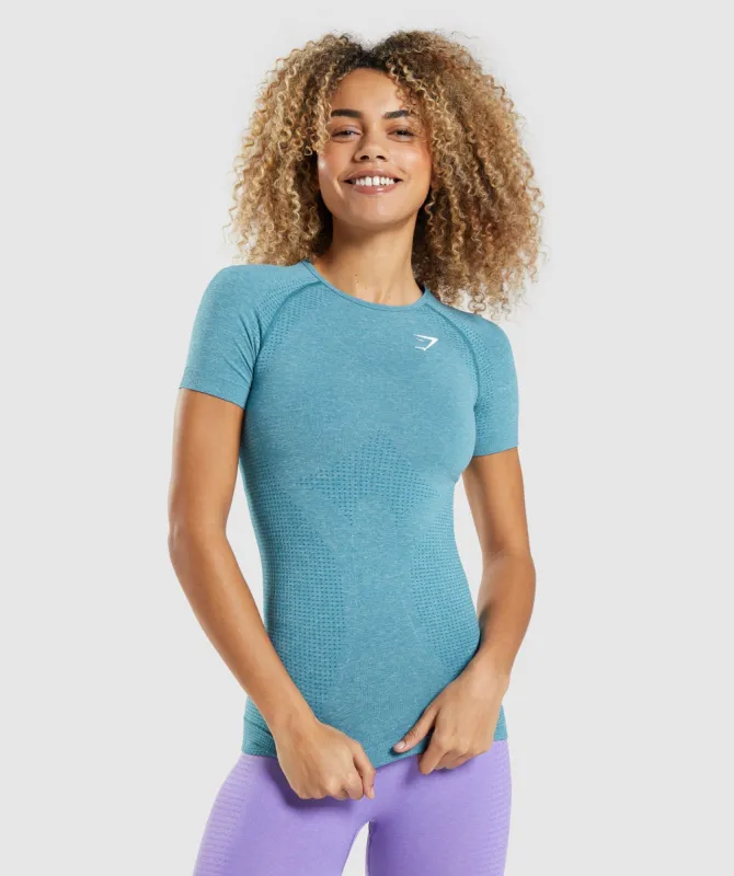 Gymshark Vital Seamless 2.0 T-Shirt - Tahoe Teal Marl sold by Gymshark