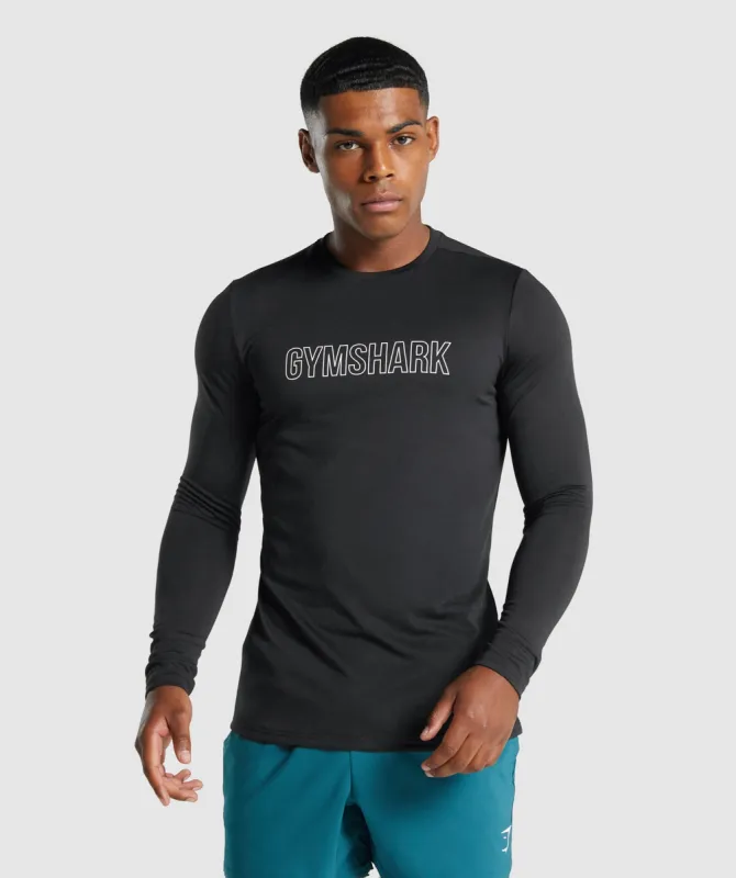 Gymshark Arrival Long Sleeve Graphic T-Shirt - Black sold by Gymshark