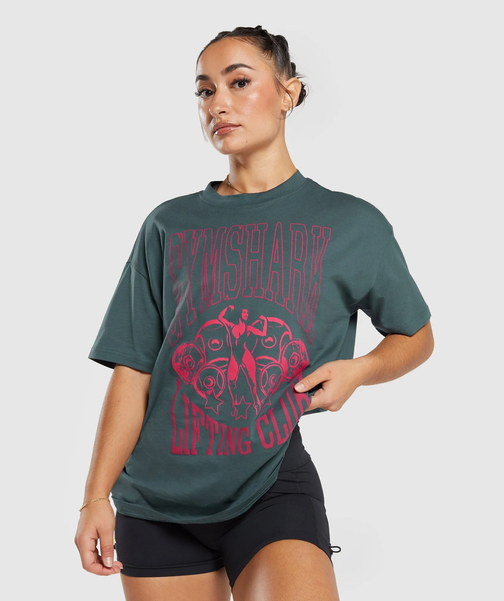 Gymshark Lifting Graphic Oversized T-Shirt - Smokey Teal sold by Gymshark product image thumbnail 4
