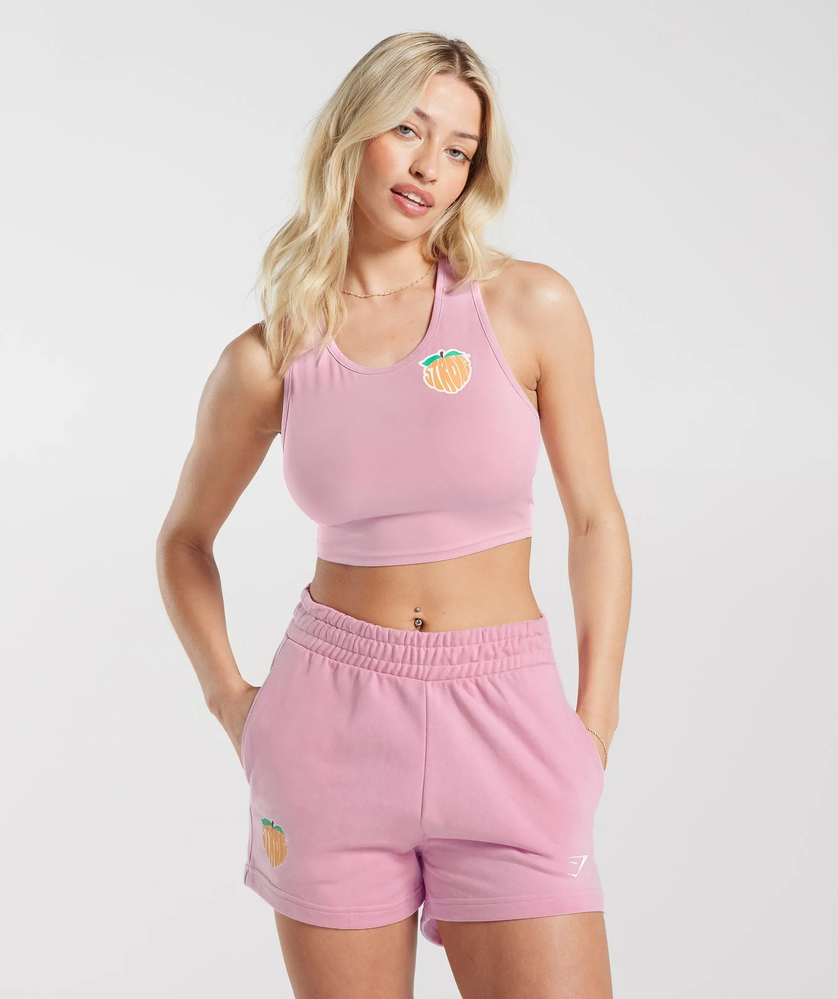 Gymshark Strong Peach Crop Tank - Candy Floss Pink sold by Gymshark