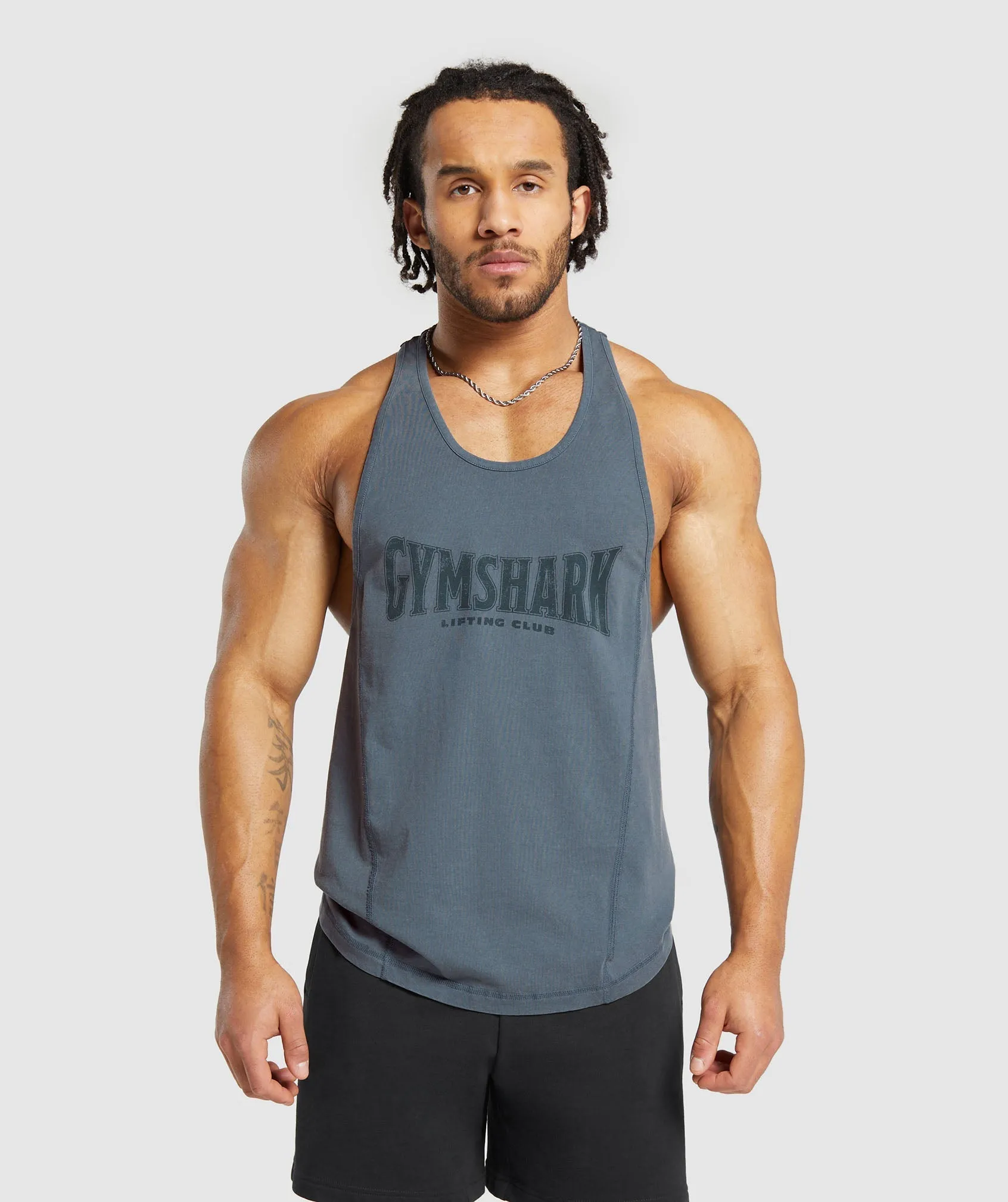 Gymshark Heritage Washed Stringer - Titanium Blue sold by Gymshark