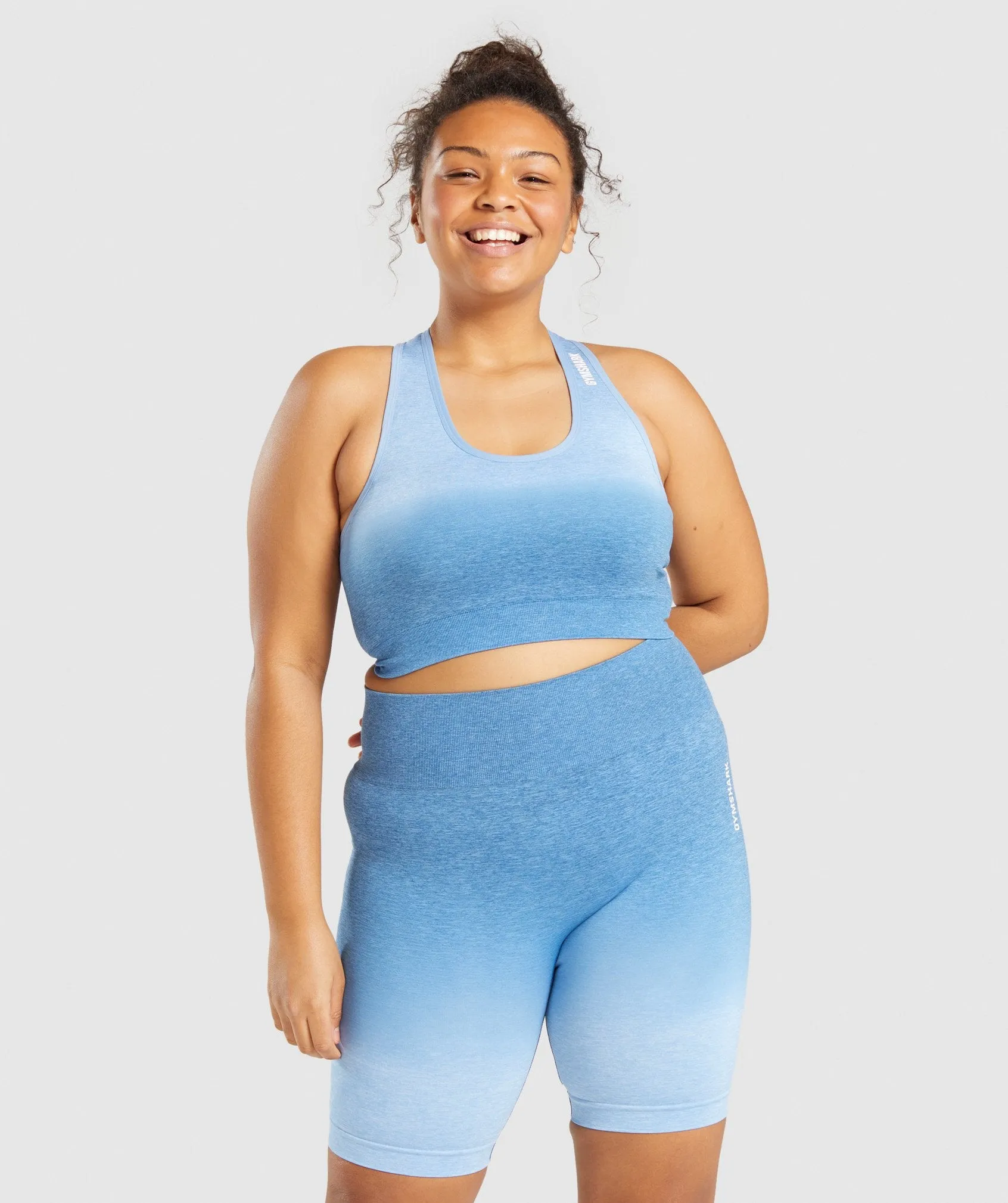 Gymshark Adapt Ombre Seamless Sports Bra - Light Blue Marl/Blue sold by Gymshark