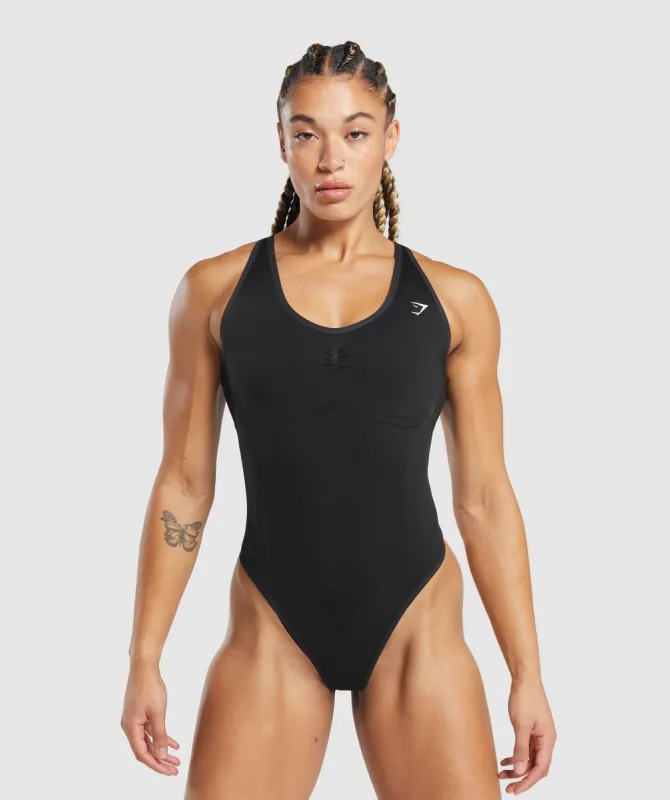 Gymshark Lift Seamless Bodysuit - Black/Black Marl sold by Gymshark