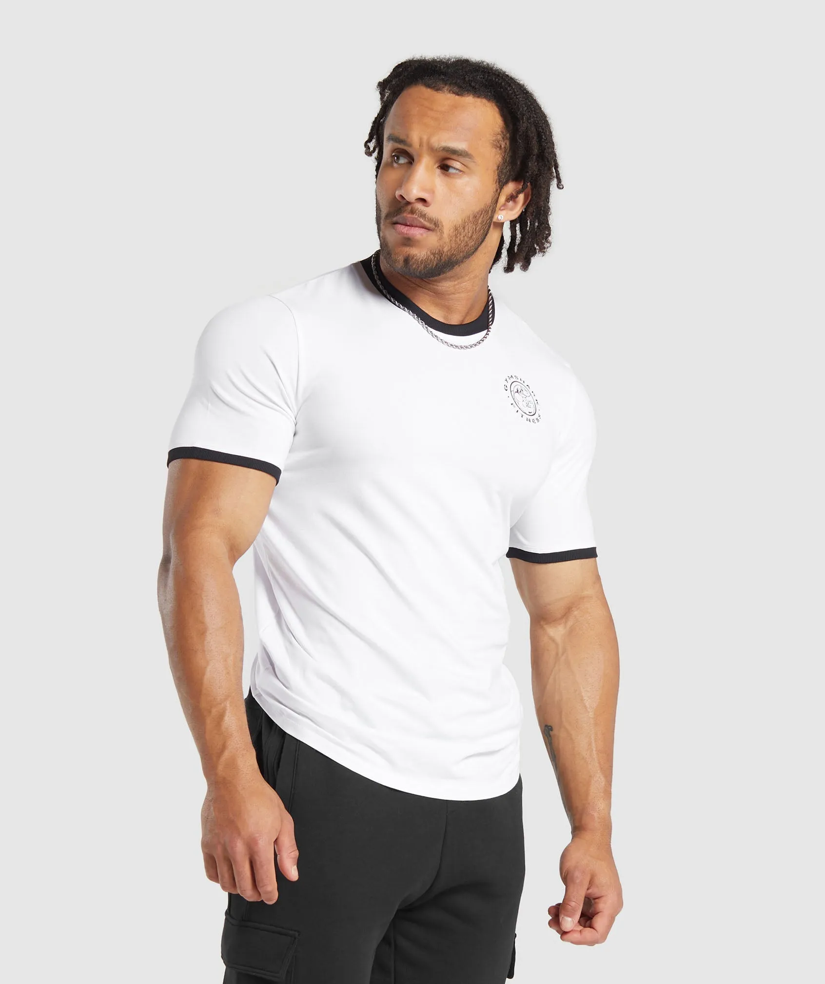 Gymshark Legacy Ringer T-Shirt - White/Black sold by Gymshark product image thumbnail 5