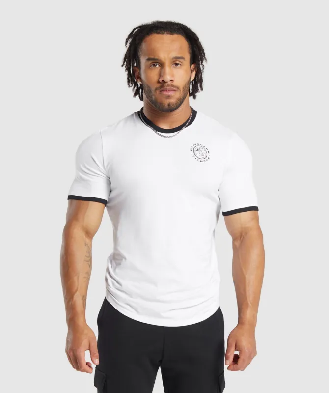 Gymshark Legacy Ringer T-Shirt - White/Black sold by Gymshark