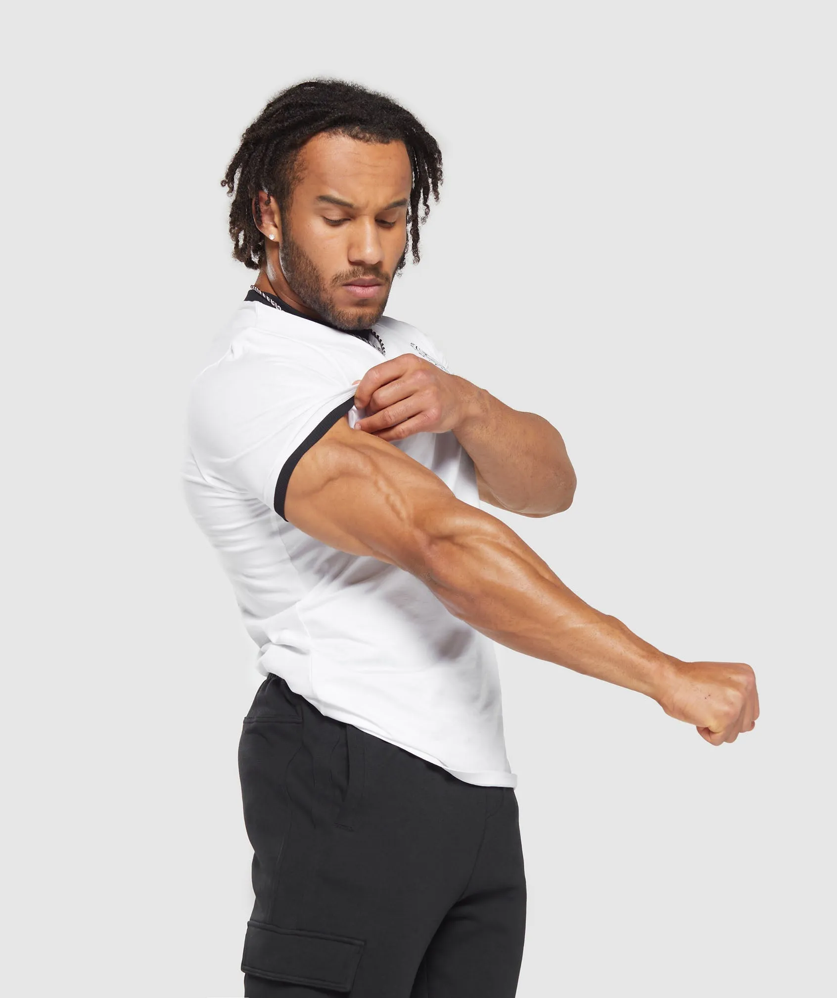 Gymshark Legacy Ringer T-Shirt - White/Black sold by Gymshark product image thumbnail 3