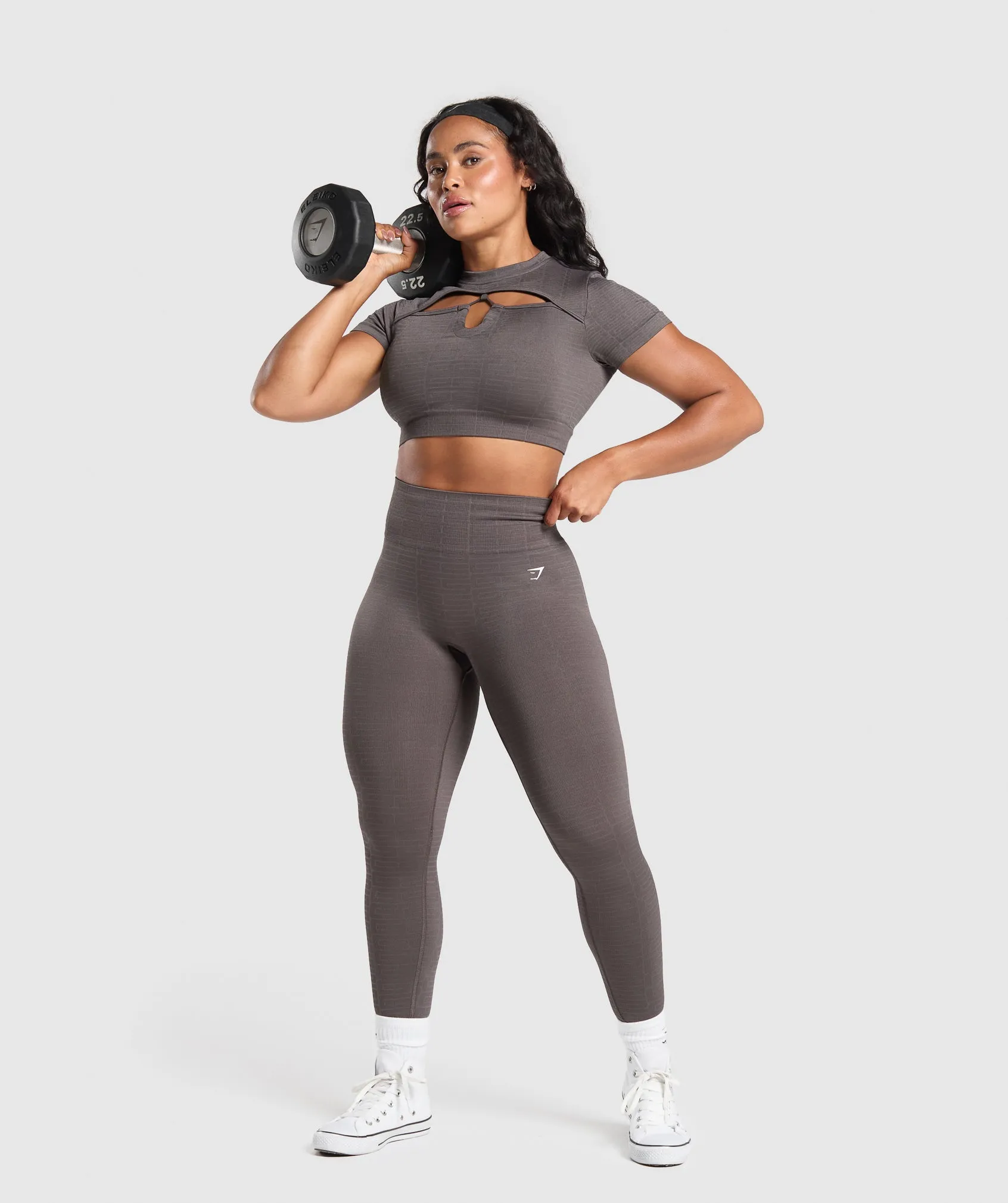 Gymshark Adapt Monogram Seamless Leggings - Greyed Purple/Brushed Grey sold by Gymshark product image thumbnail 4