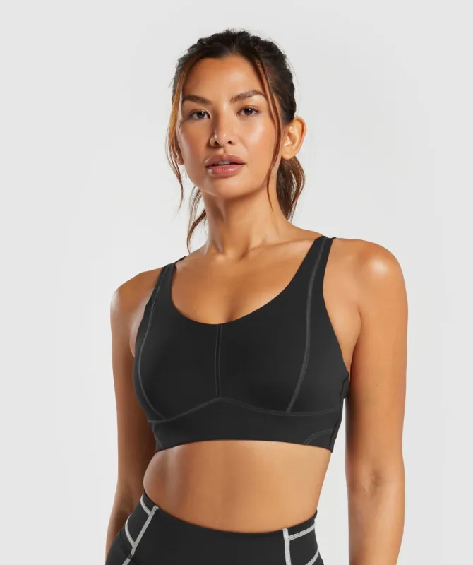 Gymshark Stitch Feature Sports Bra - Black sold by Gymshark