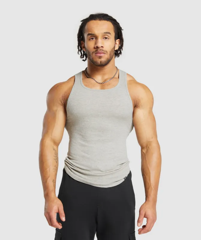 Gymshark Ribbed Tank 3 Pack - Stone Grey Marl/Stone Grey Marl/Stone Grey Marl sold by Gymshark