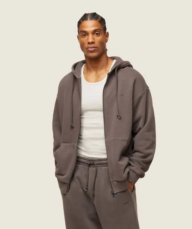 Gymshark everywear Relaxed Zip Hoodie - Archive Brown sold by Gymshark