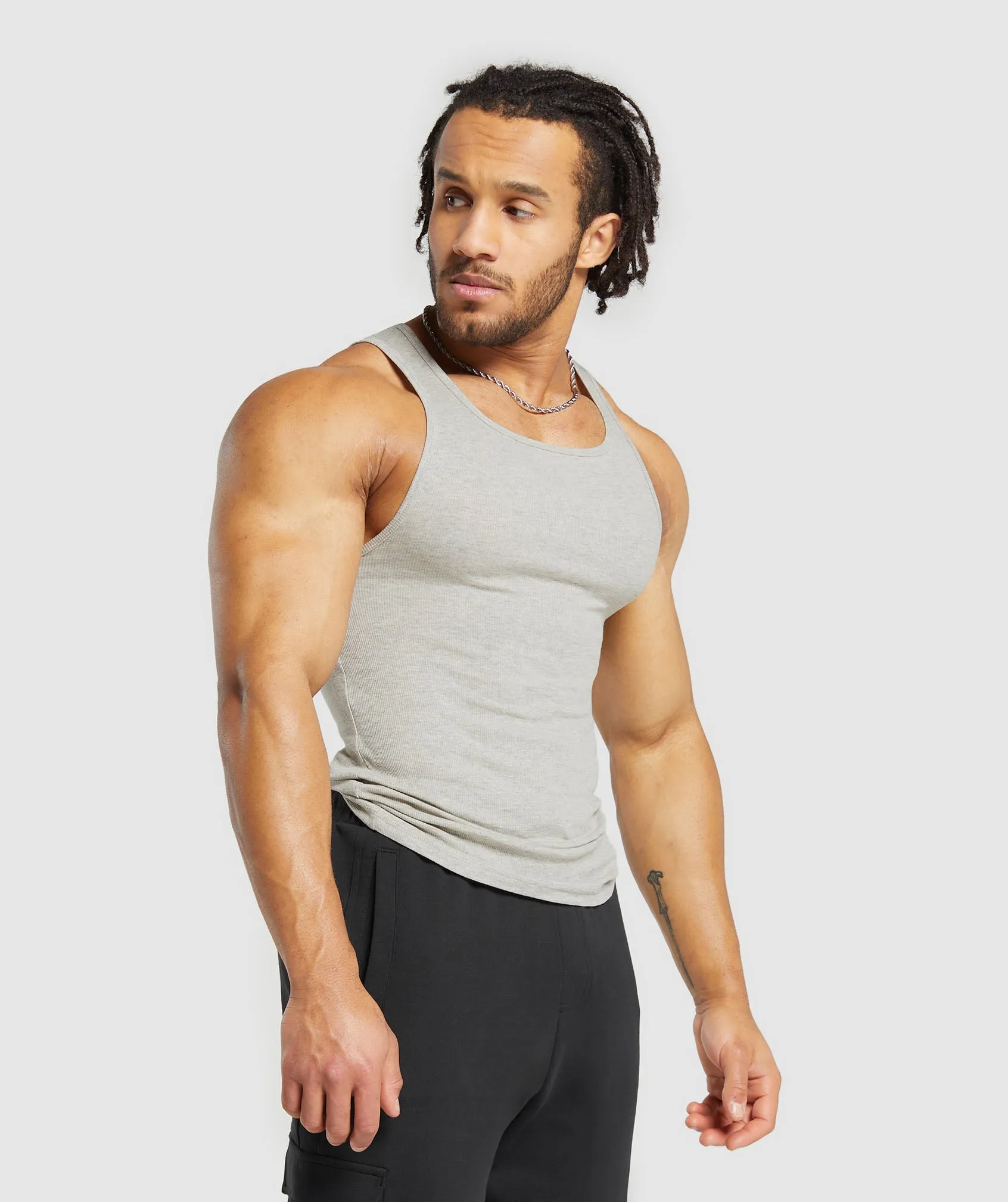 Gymshark Ribbed Tank 3 Pack - Stone Grey Marl/Stone Grey Marl/Stone Grey Marl sold by Gymshark product image thumbnail 3
