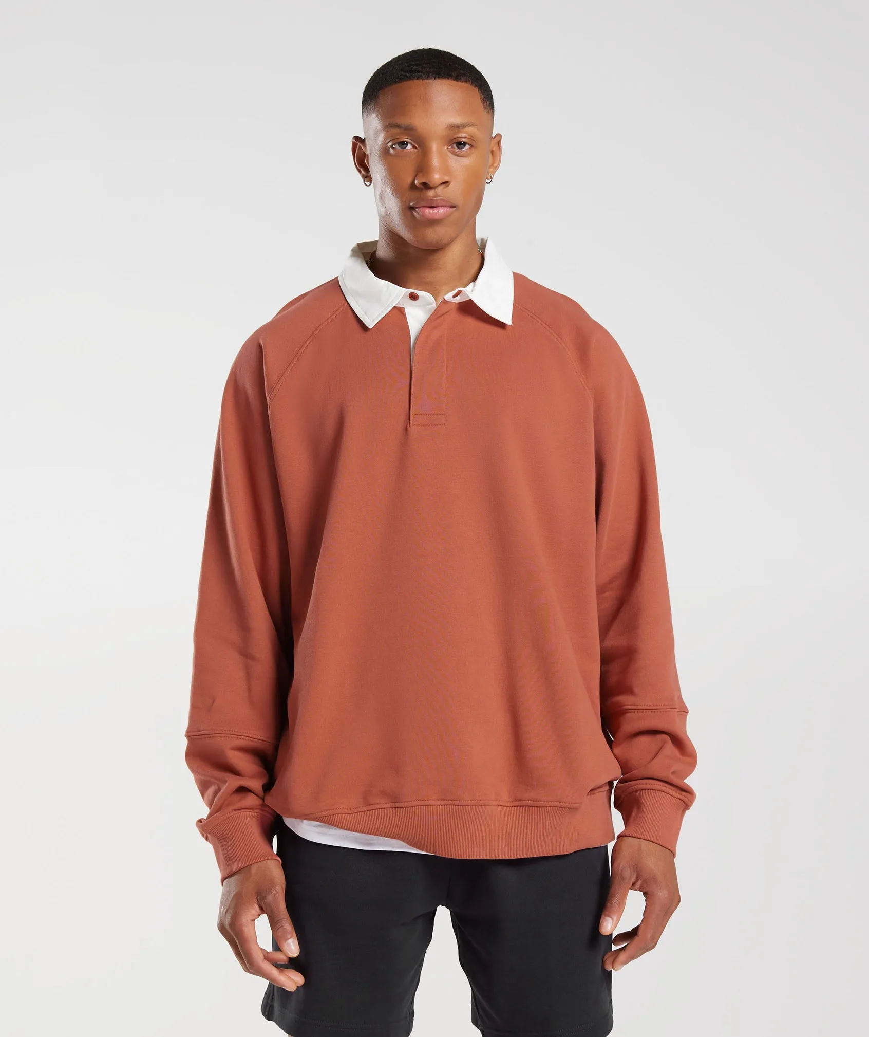 Gymshark Rest Day Essentials Sweat Polo - Persimmon Red sold by Gymshark