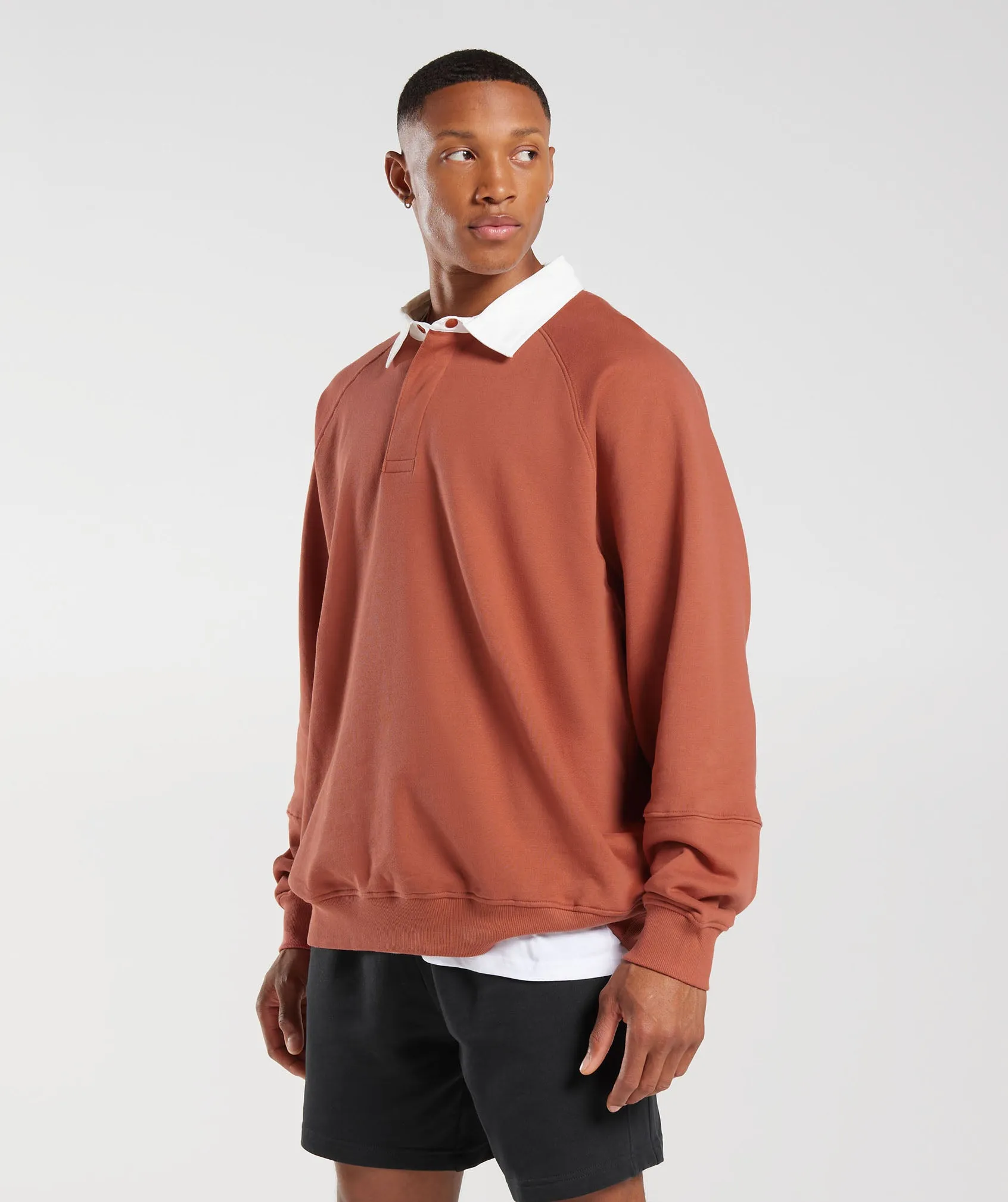 Gymshark Rest Day Essentials Sweat Polo - Persimmon Red sold by Gymshark product image thumbnail 3