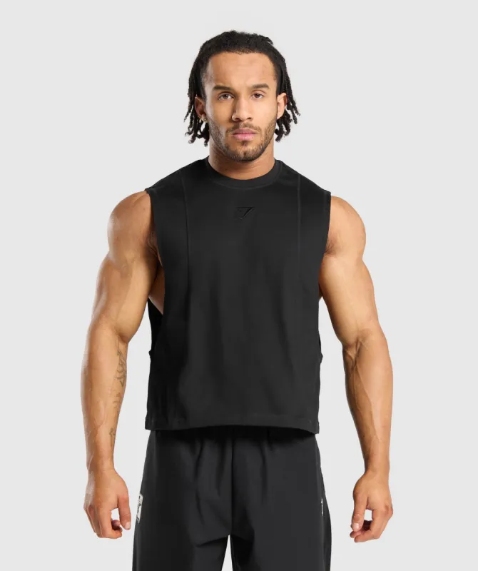 Gymshark Premium Lifting Boxy Cut Off Tank - Black sold by Gymshark