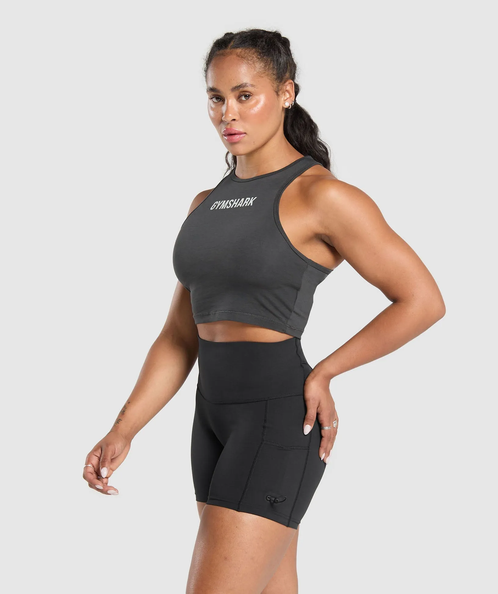 Gymshark Training Department Graphic Cropped Tank - Asphalt Grey sold by Gymshark product image thumbnail 3