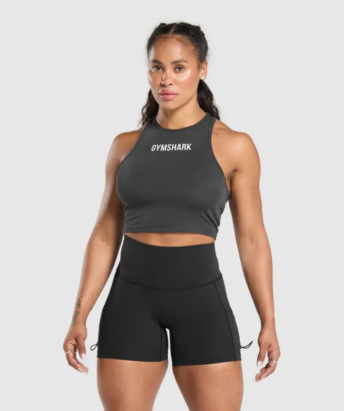 Gymshark Training Department Graphic Cropped Tank - Asphalt Grey sold by Gymshark