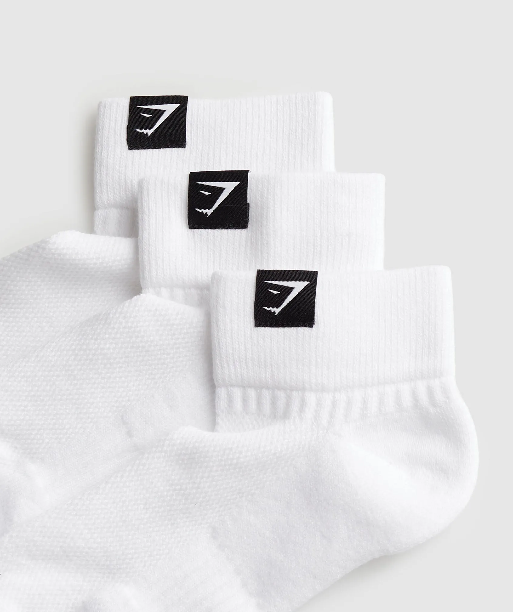 Gymshark Woven Tab Quarter Socks 3pk - White sold by Gymshark product image thumbnail 2