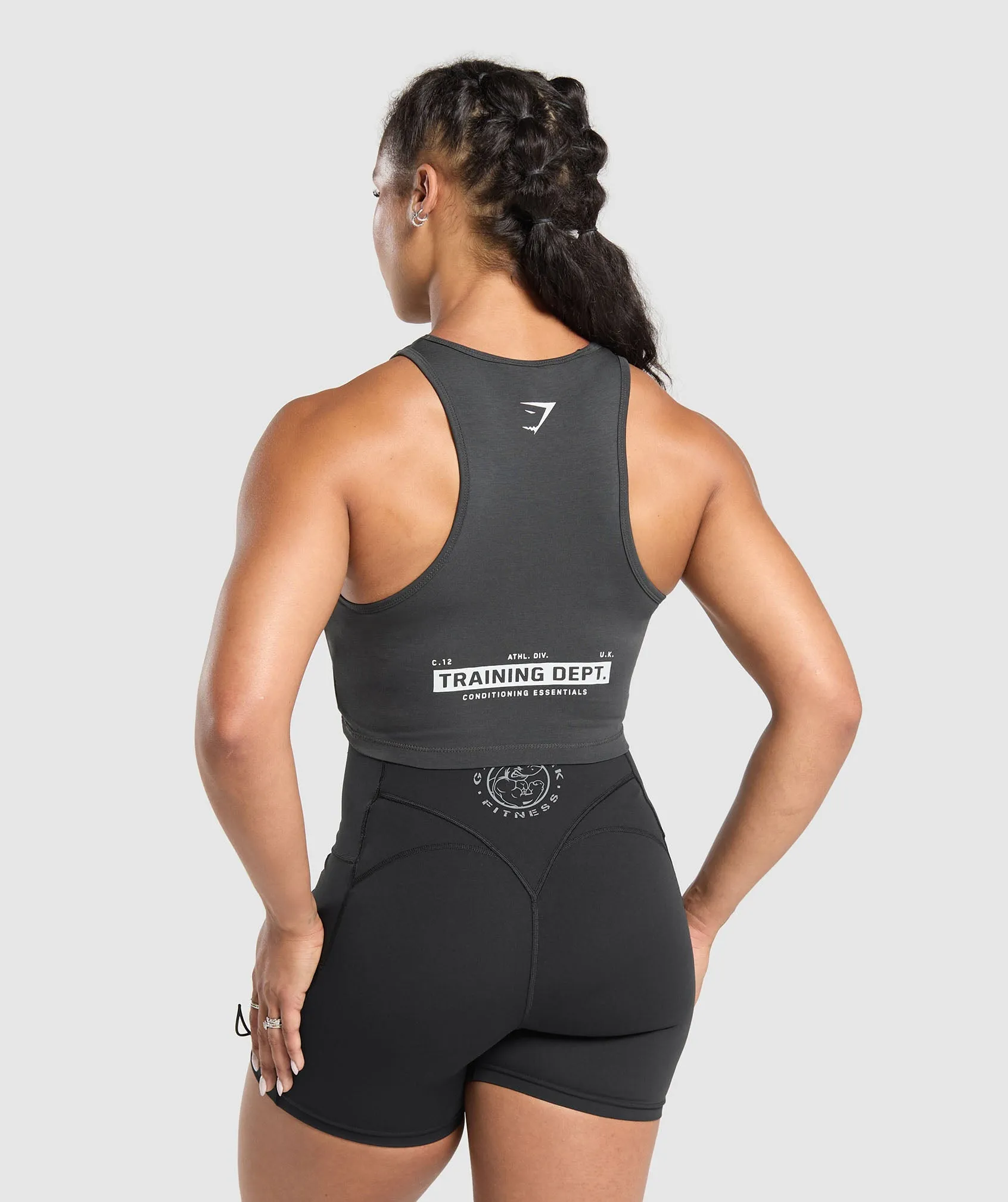 Gymshark Training Department Graphic Cropped Tank - Asphalt Grey sold by Gymshark product image thumbnail 2