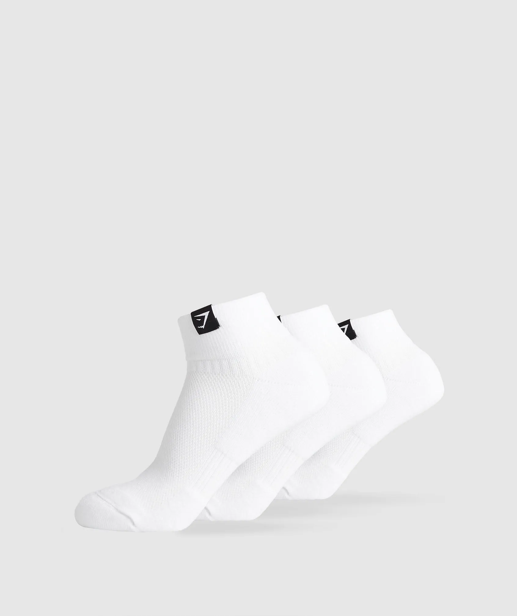 Gymshark Woven Tab Quarter Socks 3pk - White sold by Gymshark